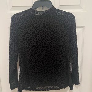 black animal print sheer long sleeve top